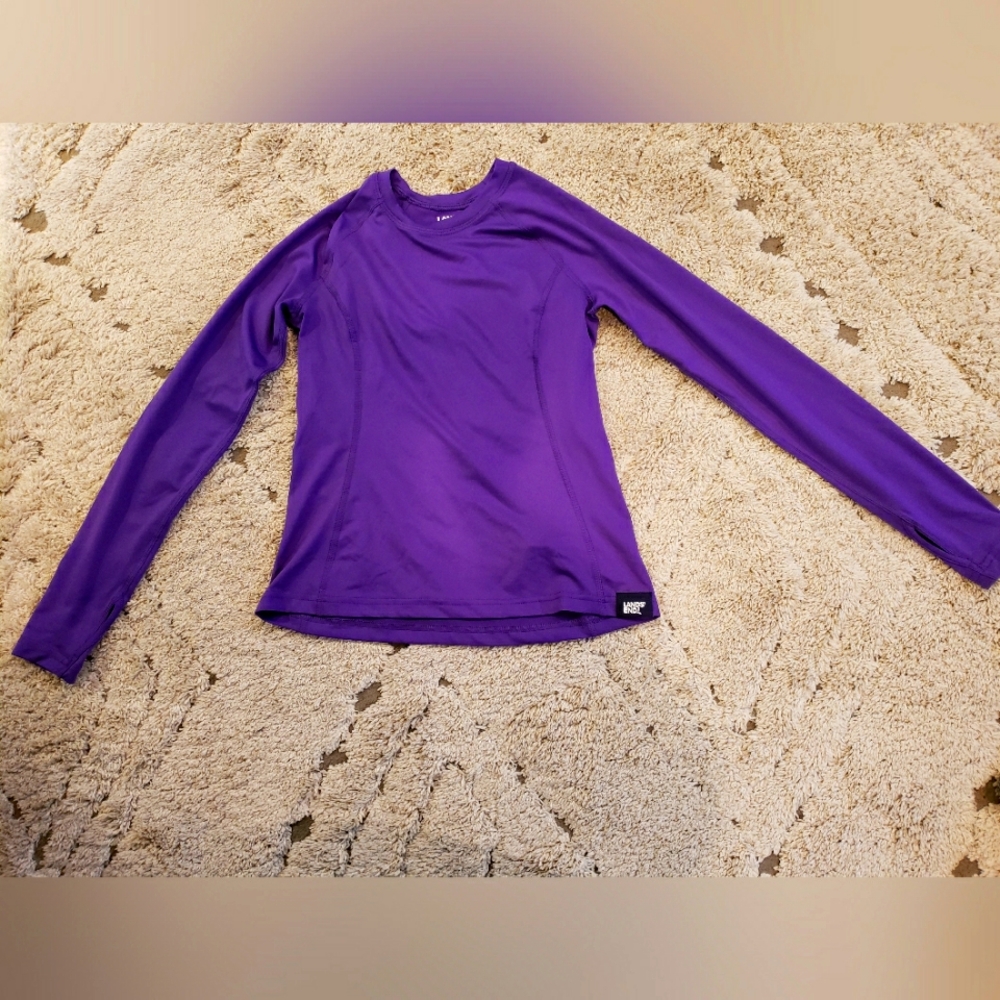 LANDS' END GIRLS LARGE (10-12) PURPLE ATHLETIC SHIRT WITH THUMB-HOLES